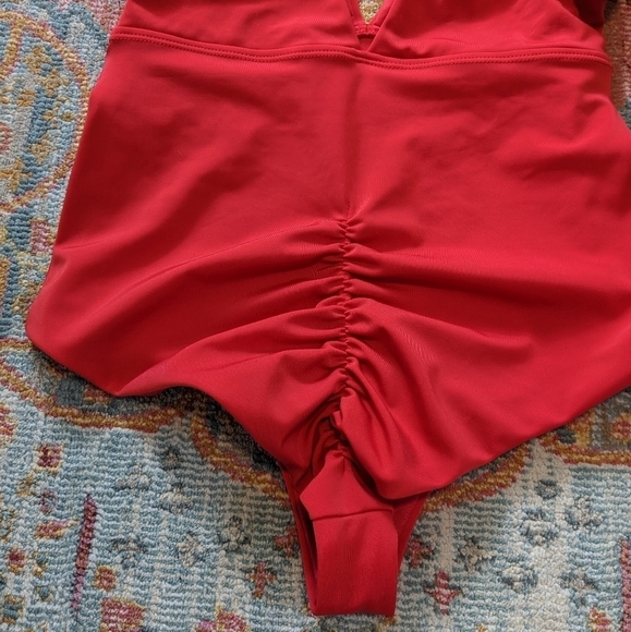 Vintage Red Belted Ruffle One Piece Swim Size M - Picture 8 of 11
